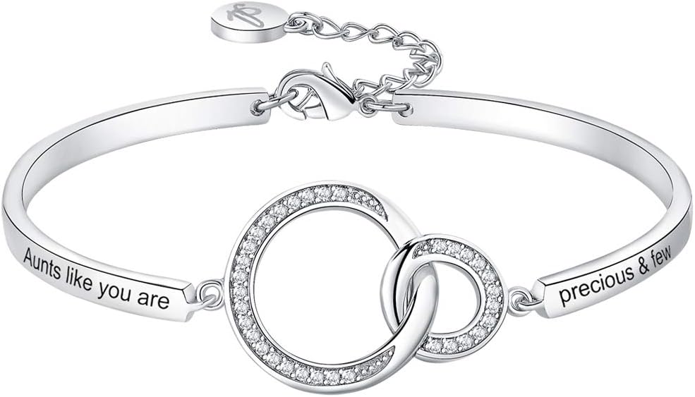 AihiteroChristmas Aunty/Niece Gift, ‘Aunts like You Are Precious and Few’ Love Bangle Bracelet, ‘Always My Auntie Forever My Friend’ Fashion Jewelry for Women Girls, Birthday Xmas Present from Nephew