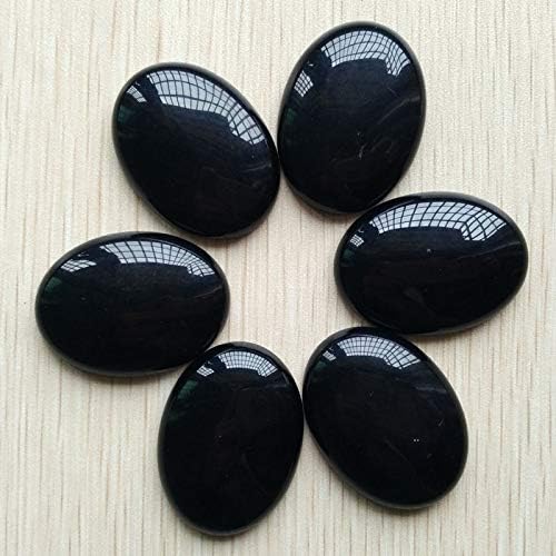 Ochoos Wholesale 6pcs/lot Assorted Natural Black Onyx Oval CAB CABOCHON Mix 30x40mm Stone Beads for DIY Jewelry Making
