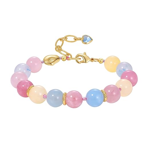KissYan Beaded Bracelets for Women, Colorful Natural Stone Boho Bead Bracelet for Beach, Handmade Dopamine Gemstone Summer Jewelry Gifts