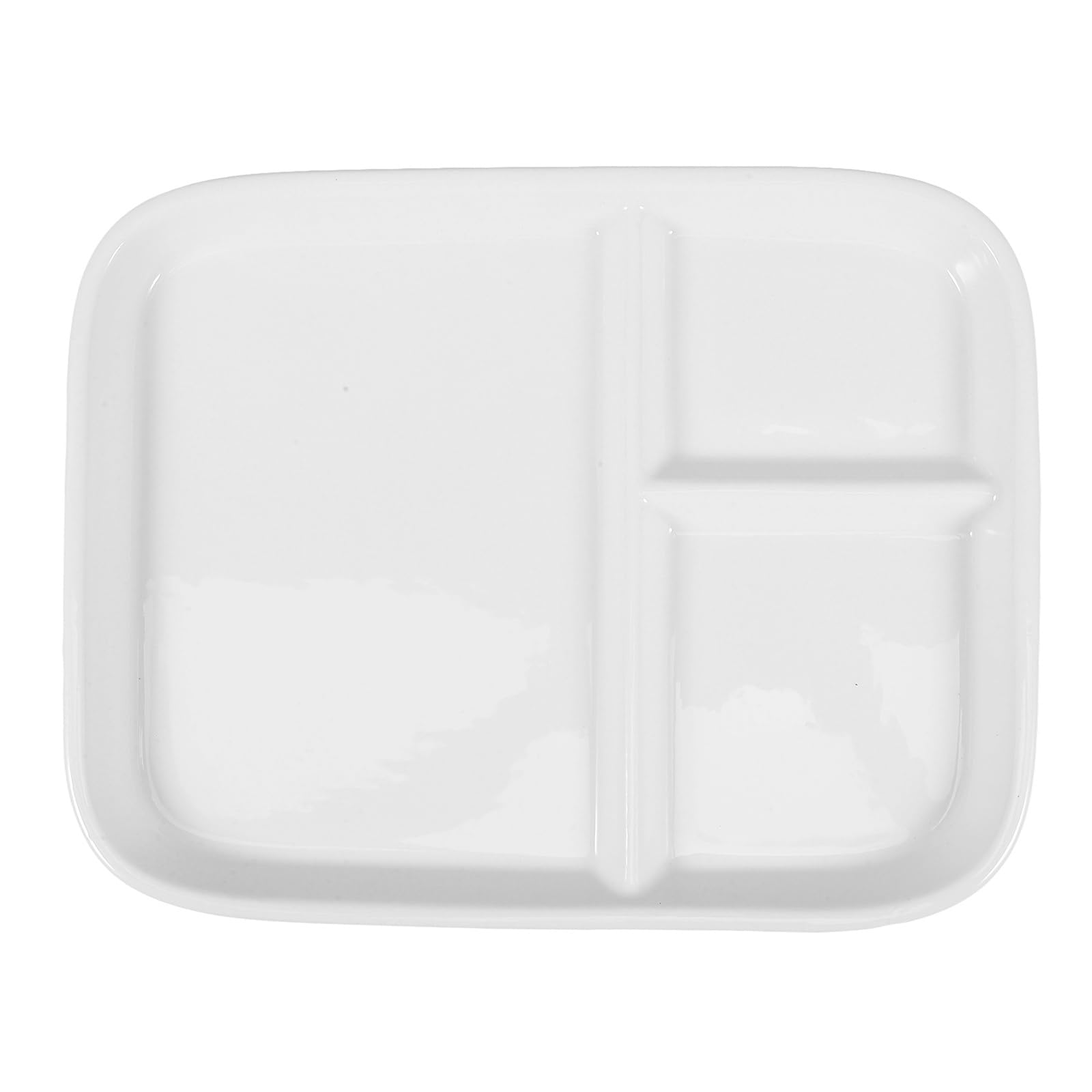 MAGICLULU Assiette Carrée en Porcelaine 10 Pouces À Trois Compartiments pour Petit Déjeuner Et Steak Vaisselle en Céramique Blanche pour Usage Familial Et Restaurant