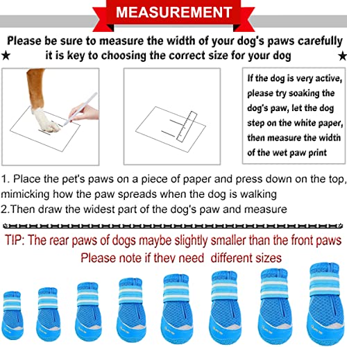 Qumy 4Pcs Dog Shoes For Hot Pavement, Medium Large Dog Boots & Paw Protectors For Summer Heat Protection, Mesh Breathable Nonslip Dog Booties For Walking Running Hiking Blue Size 6 #TOP1