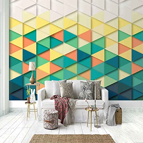 Papier peint 3D triangles colorés autocollant pour rénovation murale