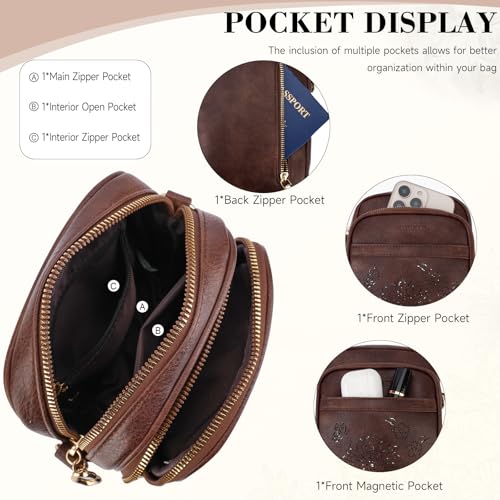 Image of Small Crossbody Bags for Women, RFID Phone Purse with Card Slots, Triple Compartments Lightweight Shoulder Bag