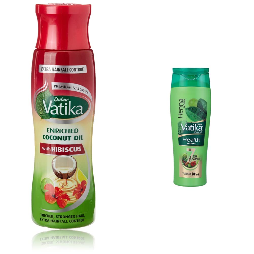 Dabur Enriched Coconut Oil with Hibiscus 300 ml and Vatika Health Shampoo 340 ml - Hair Care Kit-image-22
