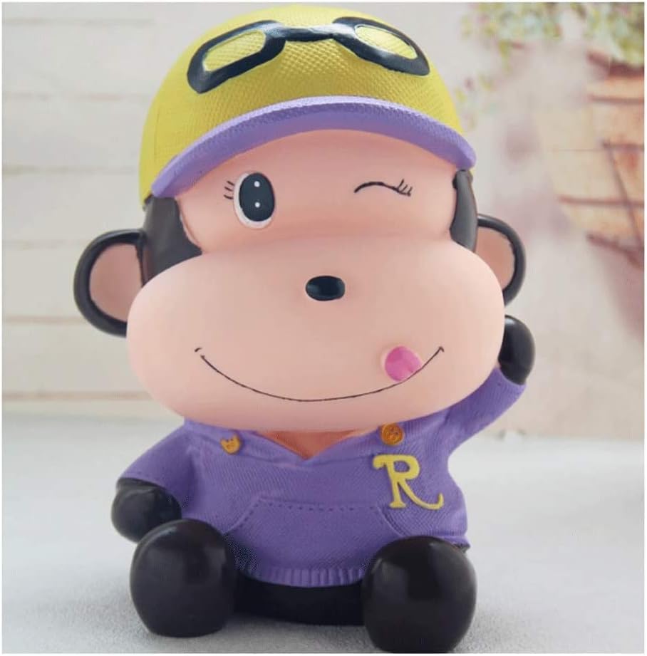 再利用可能 モンキー貯金箱デスクトップ装飾貯金銀行大容量装飾貯金箱プラスチック落下防止、正しいお金の習慣を形成するのに役立ちます マ