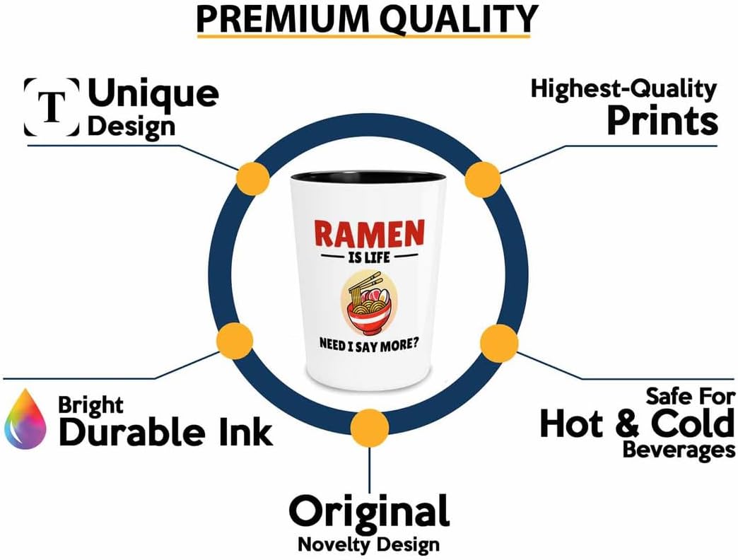 Ramen Lover Shot Glass 1.5oz - is life need - Food Lovers chicken pumpkin vegan pantry spicy noodles image 2
