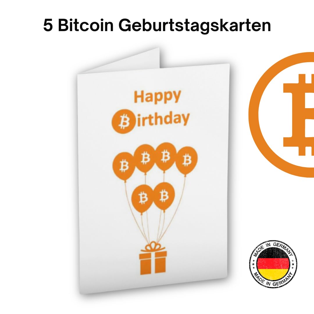 PRINTNOVIA 5 Exklusive Premium-Bitcoin-Geburtstagskarten - Hochwertige  Glückwunschkarten für Kryptowährungsbegeisterte, Happy Birthday Karten-Set  im Bitcoin-Design : Amazon.de: Bürobedarf & Schreibwaren