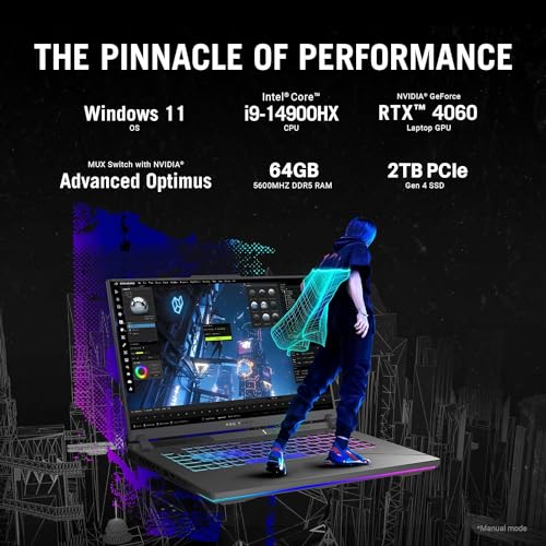 ROG Strix G16 Gaming Laptop, 14th Gen 24-Core i9-14900HX (24 Core), GeForce RTX 4060 8GB GDDR6, 16 pollici 240Hz QHD+ schermo, 64GB DDR5, 2TB SSD, retroilluminato KB, Wi-Fi 6E, Win11 Pro, con - Notebook - Immagine 3