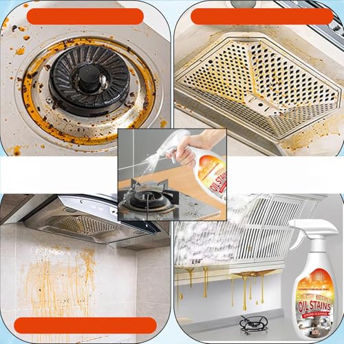 Steriqotu Fiell Heavy-Duty Kitchen Degreaser Foam Cleaner,Clean Kitchen up Oil Stains Spray,Multi Functiona Foam Cleaner Spray,Degreaser Cleaner Heavy Duty (2PC)