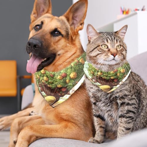 Halstücher für Hunde und Katzen, Dreieckstuch, durchscheinend, leicht und atmungsaktiv, Chiffon-Garn für Hunde, Cartoon-Dattel-Knallbonbons, 2 Stück