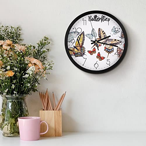 Pendule murale silencieuse colorée papillon moderne salon 25cm - 4