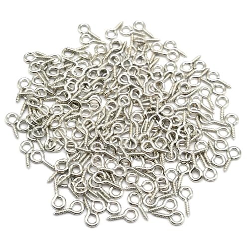 400 Pack Mini Screw Eye Pin Pegs for DIY Jewelry Making, Wood Arts & Crafts Projects - 10 x 5mm, Silver