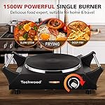 Techwood Hot Plate Portable Electric Stove 1500W Countertop Single Burner with Adjustable Temperature & Stay Cool Handles, 7.5” Cooktop for Dorm Office/Home/Camp, Compatible for All Cookwares - Image 2