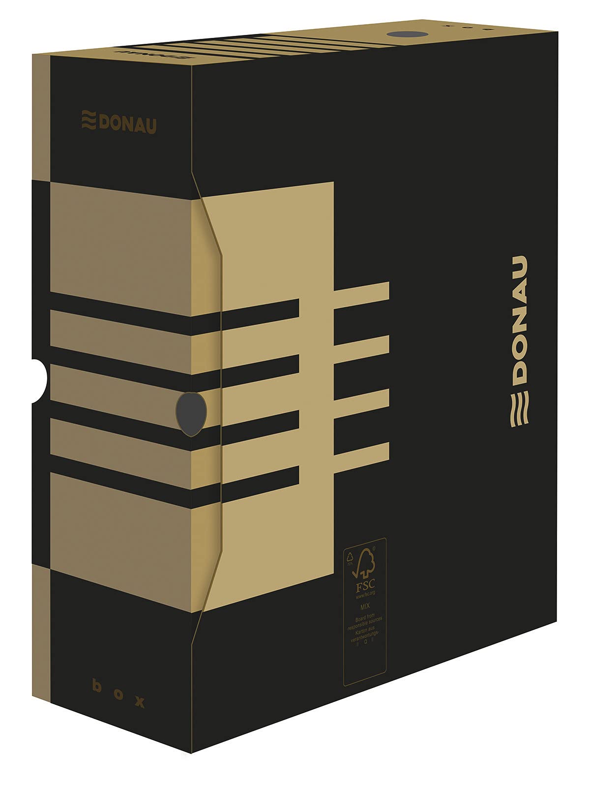 DONAU 7662301FSC-02 Storage Box Archive Box Made of Recycled Cardboard Archive Storage Box Stable Pack of 20 A4/120 mm/B Spine Width Colour: Brown FSC Certified, A4/120 mm