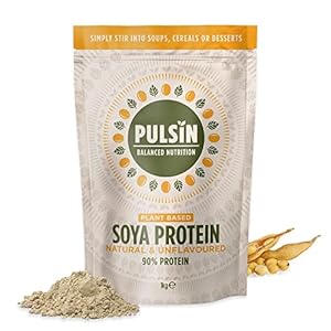 Pulsin – Unflavoured Vegan Soya Protein Powder – 1kg – 9g Protein, 0.1g Carbs, 39 Kcals Per Serving – Gluten Free, Plant…