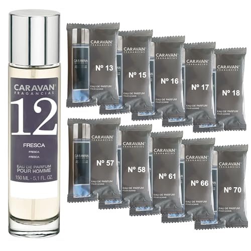 CARAVAN FRAGANCIAS Perfume de Hombre Nº66 de 150 ml + Set de 10 Viales de Fragancias Masculinas distintas de Caravan para descrubir nuevos aromas