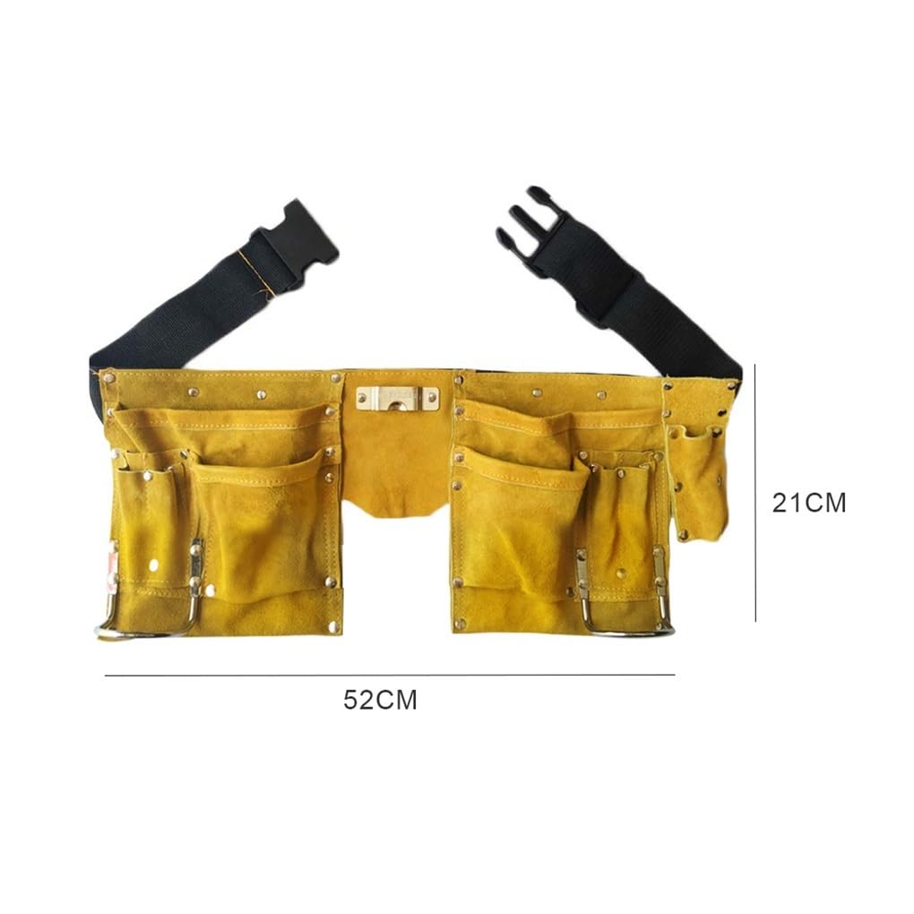 Cinturón de herramientas de cuero para manualidades, bolsas de almacenamiento de alta eficiencia, múltiples bolsillos, kit de hebilla, delantal de trabajo resistente al desgaste (3 piezas)