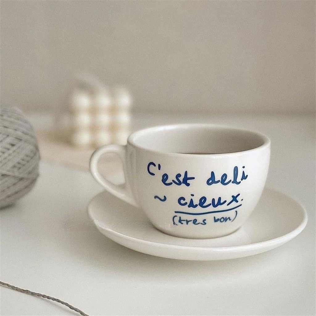 Letter Ceramic Coffee Cup Afternoon Mug CeramicTea Dish Milk Tea Latte