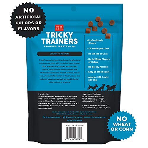Cloud Star Tricky Trainers Chewy Dog Treats – Whole Grain Soft, Adult & Puppy Training Treats, Salmon 14 oz. - Image 2