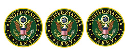 Image of US Army Military Wall HQ Decal Sticker, Pack of 3, Versatile 3-Inch Vinyl for Cars, Trucks, Windows, Laptops, and More, Durable Weatherproof Design, Patriotic Army Emblem