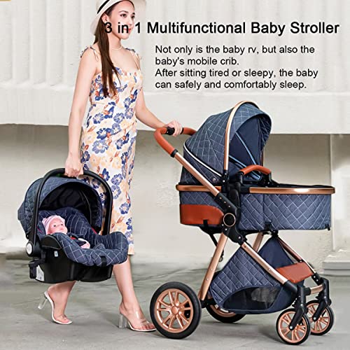 TXTC Luxe kinderwagen, slaap- en zitmodus 3 in 1 kinderwagen peuter wiegwagen met stoelcombinatie, verstelbare… - Afbeelding 4