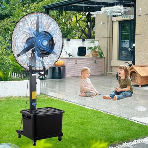 Genérico Portátil Ventilador Nebulizador De Pie Oscilante Ventilador De Terrasse For Enfriamiento Industrial Al Aire Libre 3 Velocidades Negro(320W/65cm)