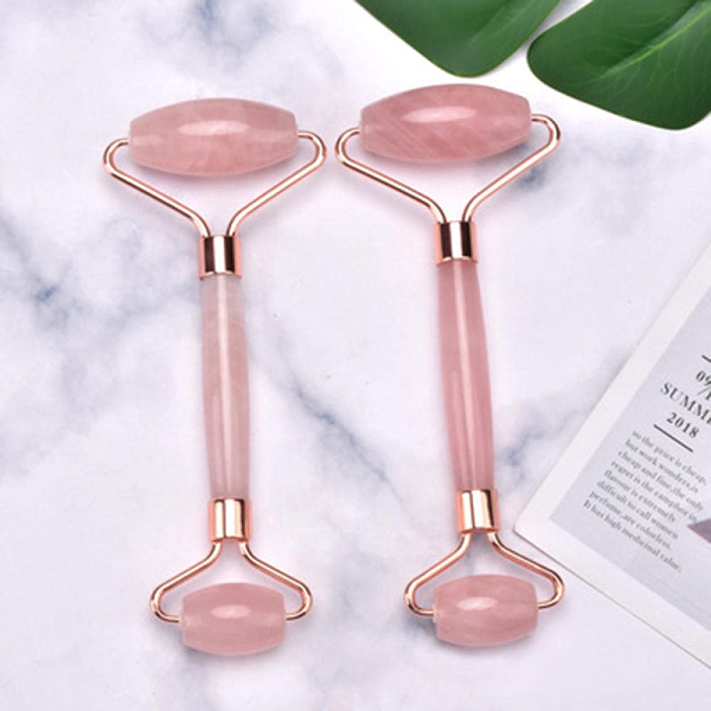 ROSE QUARTZ JADE JADE MASSAGE MASSAGE CRISTAL PIERRE FACE CONFÉNAGE JADE MASSAGER SKIN FACE ROLLER-1 jeu