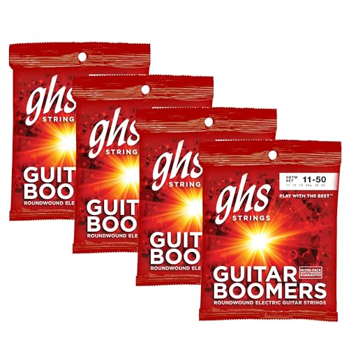 Image of GHS Strings, GBTM Boomers, Nickel Plated Steel Electric Guitar Strings, Legendary Strength & Intonation, Unrivaled Sustain, Brightness & Tone. For 6-String Guitar 11-50 True Medium Gauge, 4 SETS