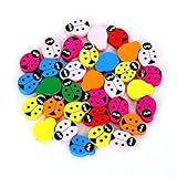 Material: Holz SDEQA NK 50 stücke 14x20mm gemischt 2 Löcher Cartoon Marienkäfer Tier Muster Holz Nähen Tasten Scrapbooking Y816