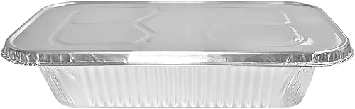 Miniatura 8 de PACTOGO Sartenes de papel de aluminio para mesa de vapor de tamaño 13 con tapas sartenes de aluminio de tercer tamaño de 12 x 6 pulgadas con tapas