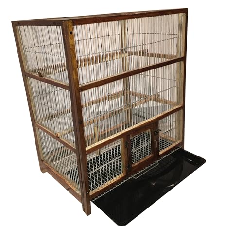 Image of Anaakaarha Handmade Wooden Bird Cage for Small to Medium Birds, 51 x 36 x 60 cm, with Perches, Swings and Ladder, Removable Bottom Net
