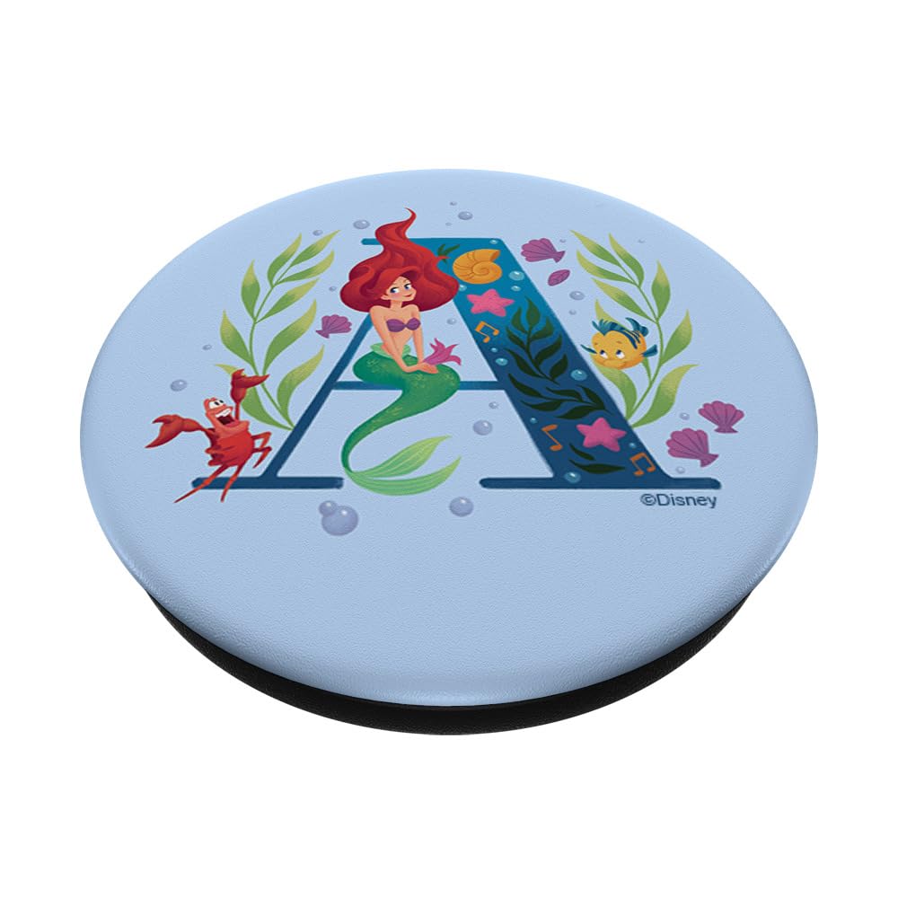 Disney Princess Alphabet Monogram Mermaid Letter A for Ariel PopSockets Adhesive PopGrip, Black - Image 2