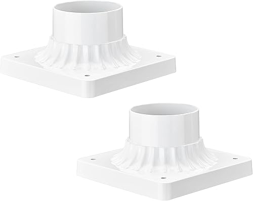 Emliviar Bases de montaje de luz de poste para exteriores, 2 unidades, adaptador de base de montaje en muelle de aluminio fundido en acabado blanco,