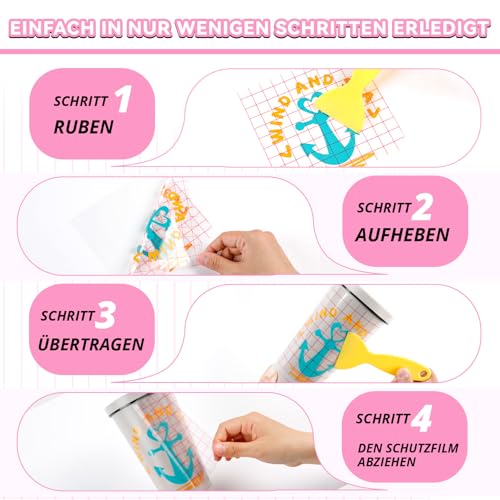 HTVRONT Transferfolie Plotter für Vinyl – 12 Zoll x 10 Fuß (30,5 x 305 cm) Übertragungsfolie Plotter mit mittlerer Haftung für permanente Vinylfolien geeignet für Schilder, Aufkleber, Dekale