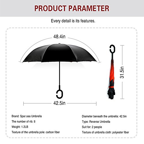 Siepasa Spar. Saa Double Layer Inverted Umbrella With C-Shaped Handle, Anti-Uv Waterproof Windproof Straight Umbrella For Car Rain Outdoor Use #TOP7