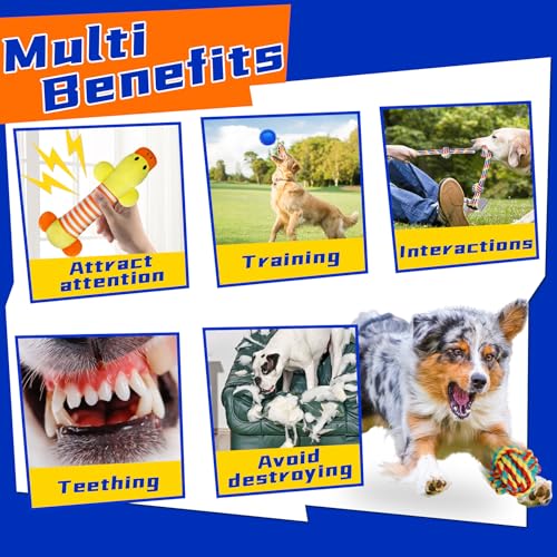 Zeaxuie LARGE DOG TOYS Luxury Tough Dogs Toys For 5-50Lbs Dogs -12 Pack Valued Dog Toys For Small,Medium Breed & Large Breed With Interactive Rope Toys,Squeaky Chew Toys thumb #4