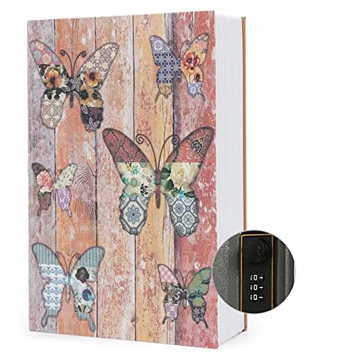 Diversion Book Safe Storage Box (Size 9.5"×6.2"×2.2") With Security Combination Lock, Dictionary Secret Hidden Safe (Butterfly - Combination Lock)