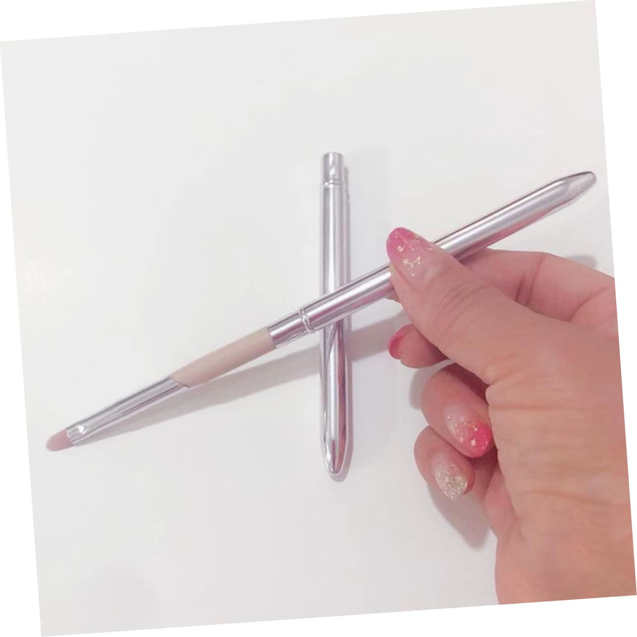 BELLIFFY 2pcs Elegant Lip Brush Set Makeup Brush Case Lipstick Applicator Stain for Travel Daily Use