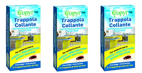 COPYR 15 trampas para leche y cucarachas ecológicas sin insecticida con pegamento y activo alimentario para interior de casa (3 paquetes de 5)