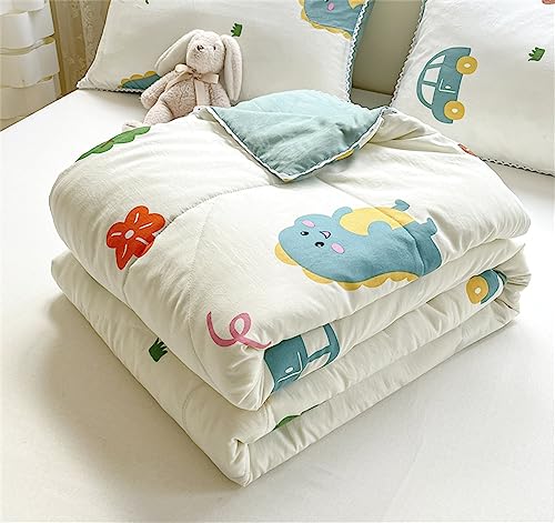 Surwin Colcha Bouti Verano y Primavera Lindo Patrón de Dinosaurio Niños Cubrecama Reversible Acolchado de Microfibra Colcha Fina para Cama 90 / Cama 135, Manta Multiusos (Verde,150x200cm)