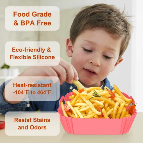 Air Fryer Liners Silicone 3 Air Fryer Silicone Liners Square 2 Pack 7.1 Inch Airfryer Liners 4-7 QT Reusable Air Fryer Liners Silicone Pot Oven Liner Baking Tray, Air Fryer Basket Silicone Mat Bowl Air Fryer Accessories Kitchen