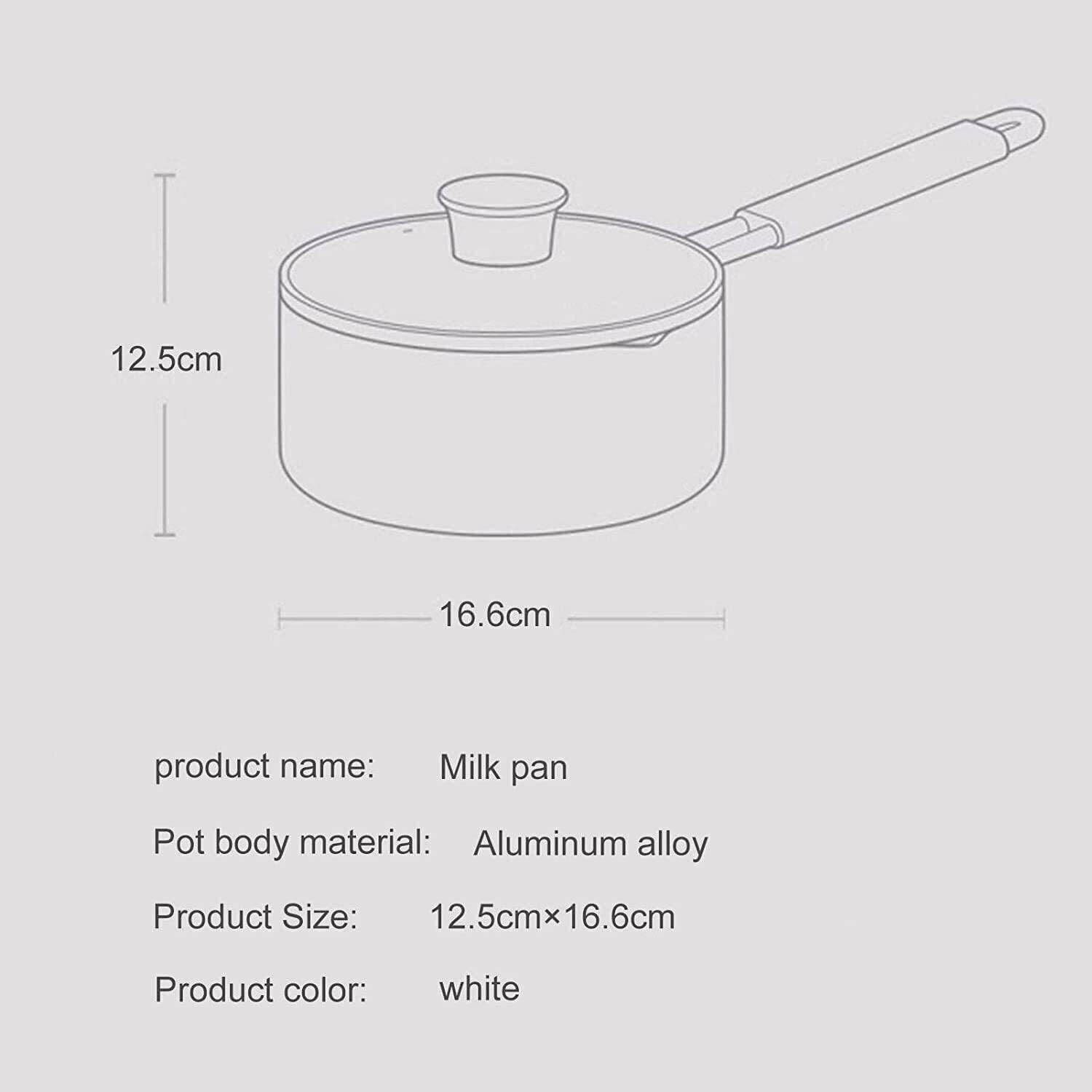 RajoNN Sartén Antiadherente de aleación de Aluminio para Leche, para Uso doméstico, pequeña, para Sopa, Fideos, Alimentos complementarios, sartén para Leche Caliente