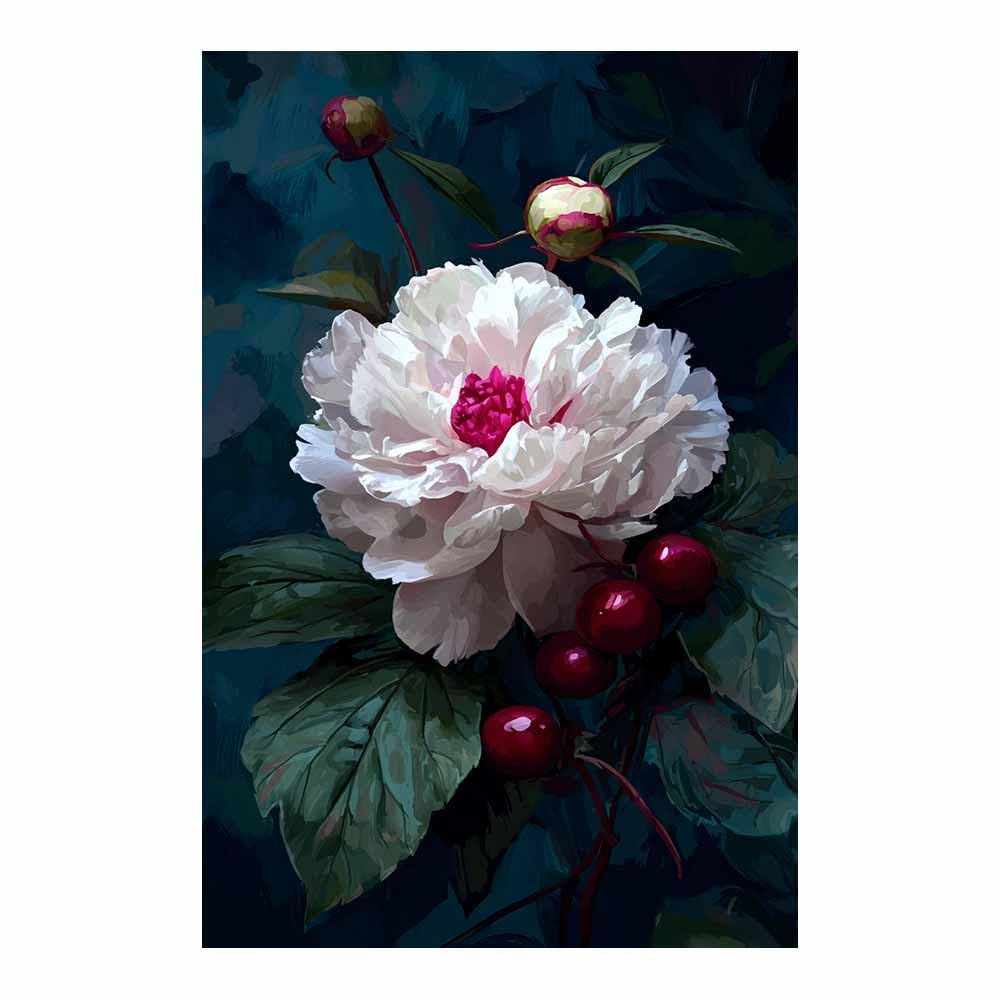 Xeniou Multicolor Flowers Wall Art Whites Peony Floral Print Canvas Wall Art, For Living Room Bedroom Restaurant Home Office Wall Decoration(Multicolor)-80X120cm Unframed