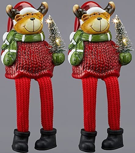 Lot de 2 tabourets de bord - Renne - Avec éclairage LED - Décoration de Noël - Décoration d'hiver Cover