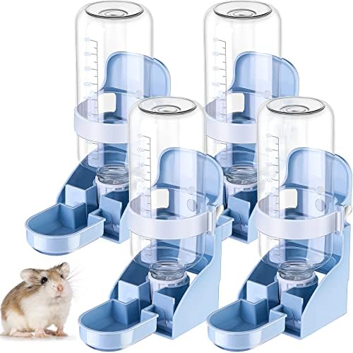 Didaey 4 Pcs Rabbit Water Bottle No Leak 17oz Hanging Water Feeder Bunny Automatic Water Dispenser Small Animal Feeding Watering Supplies for Bunny Chinchilla Guinea Pig Hedgehog Ferret Hamster, Blue