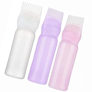 POFET Comb Applicator Bottle Comb Graduated Scale Hair Dye Scalp Treatment Essential