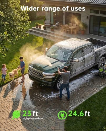 PATOOLIO Pressure Washers, Power Washer with 4 Lockable Wheels, 2000W, 345 Bar Max 680 L/H Power Jet Washers with 4 Nozzles, Foam Cannon for Cars/Fences/Driveways/Home Cleaning - Image 5