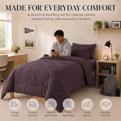 CozyLux Twin XL Comforter Set 68"x88" Cocoa Powder - 5 Piece Bed in a Bag by CozyLux - Used condition - Image 9