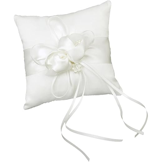 Lovely Ivory Bud Flower Wedding Ring Pillow 15cm