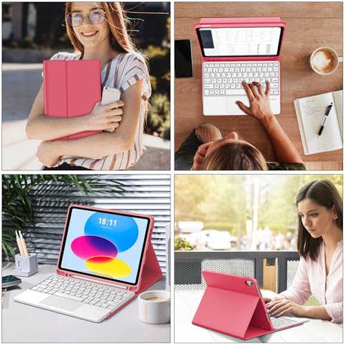 Clavier avec Touchpad pour iPad A16 11 Etui AZERTY Bluetooth Rouge